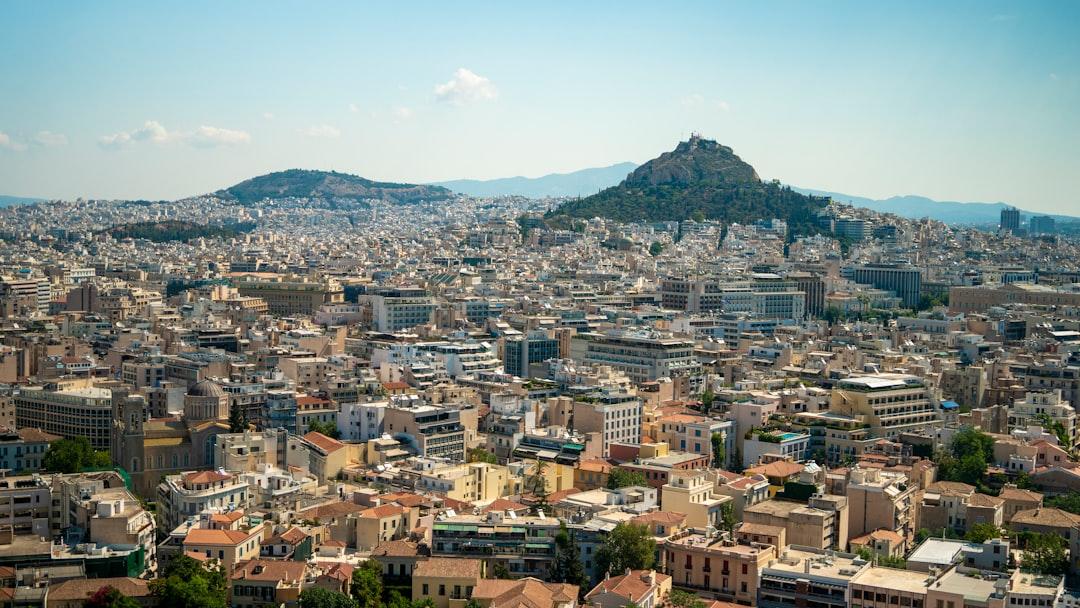 A City with a Mountain in the Background