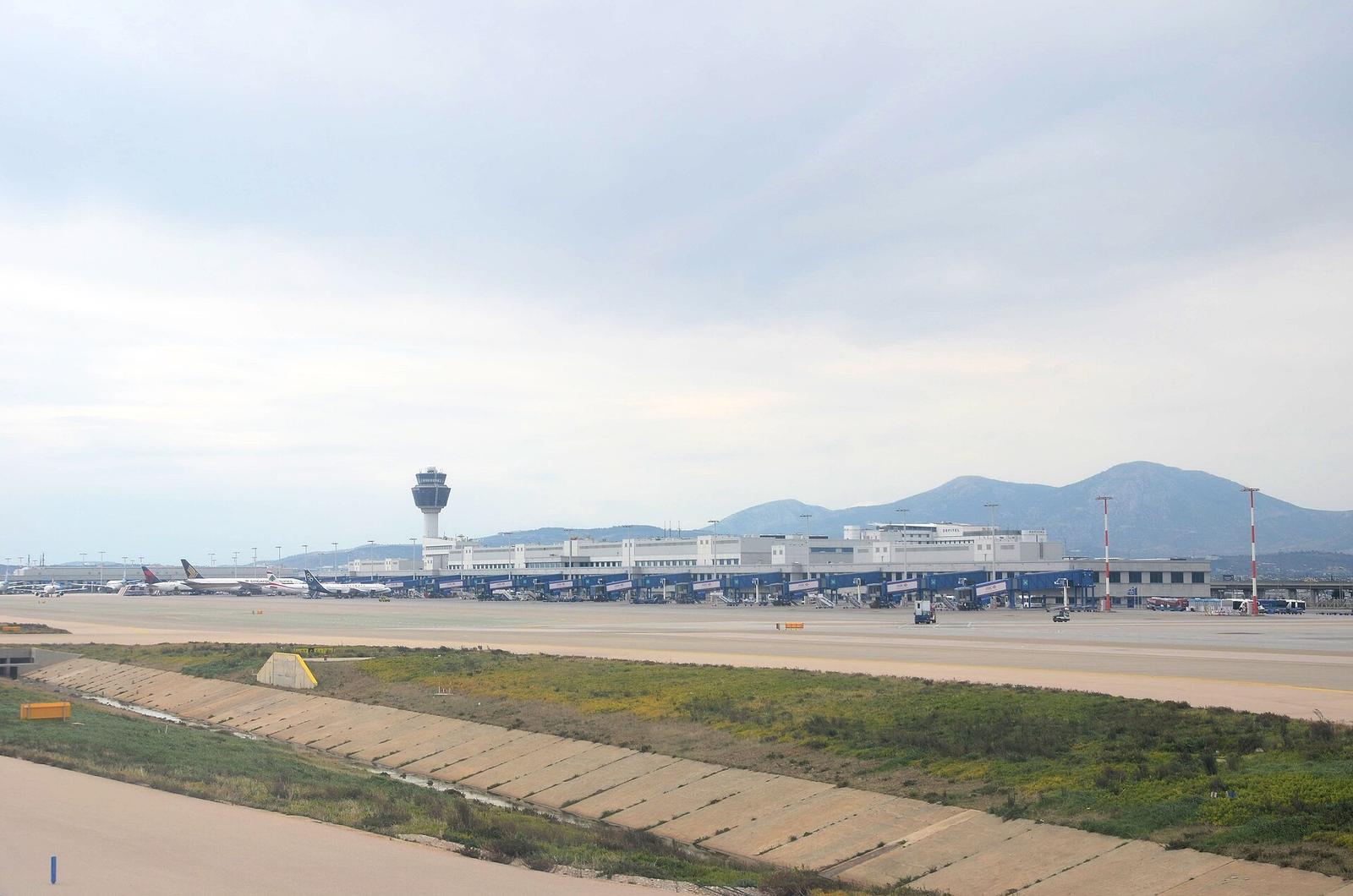 Athens International Airport from taxiway